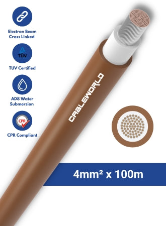 4mm2 single-core DC cable 100m - Brown