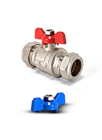 Intatec 28mm Butterfly Ball Valve with Red & Blue Handle